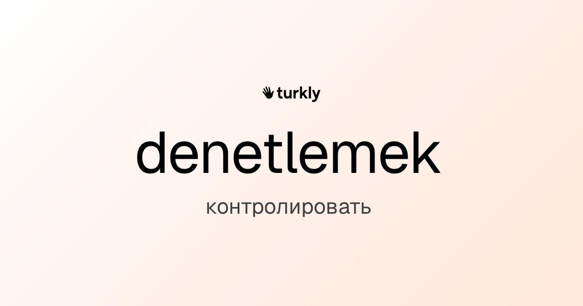 denetlemek — контролировать