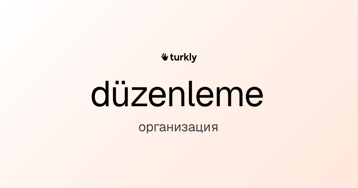 düzenleme — организация