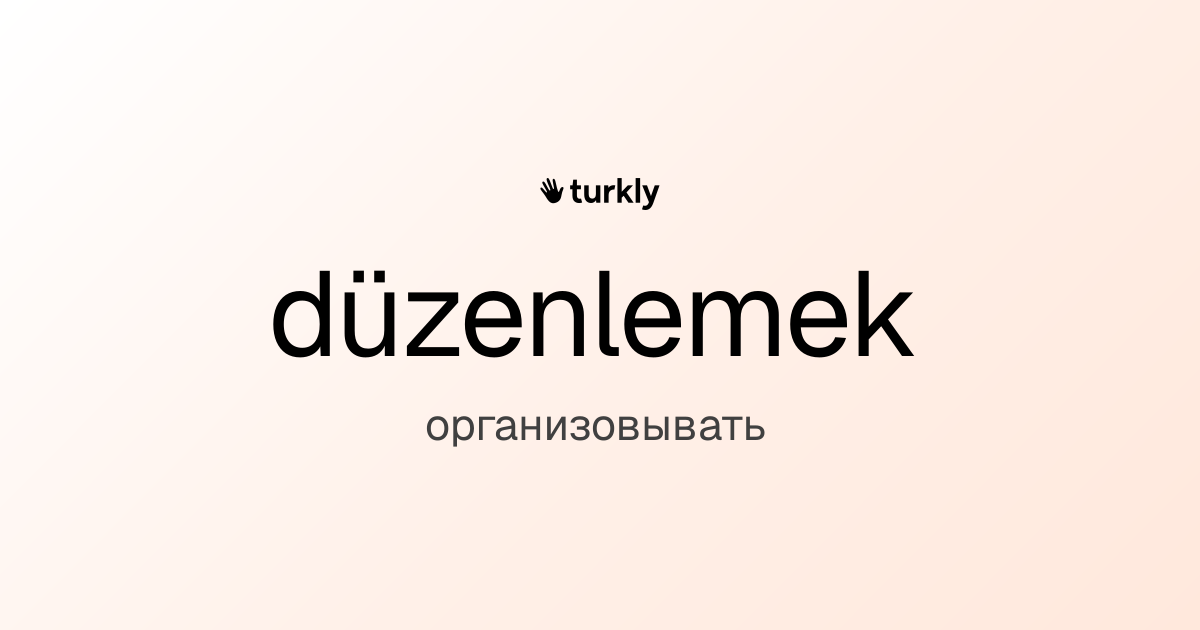 düzenlemek — организовывать
