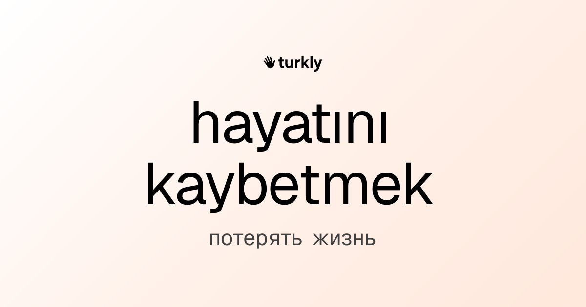 hayatını kaybetmek — потерять жизнь