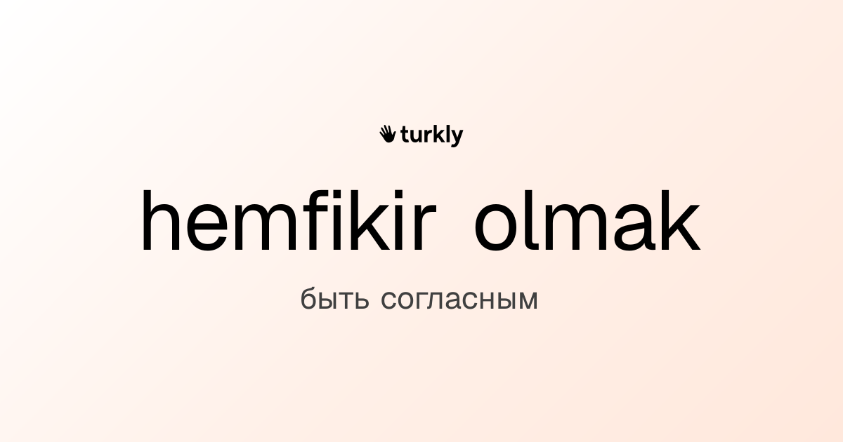 hemfikir olmak — быть согласным