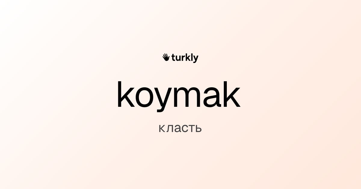 koymak — класть
