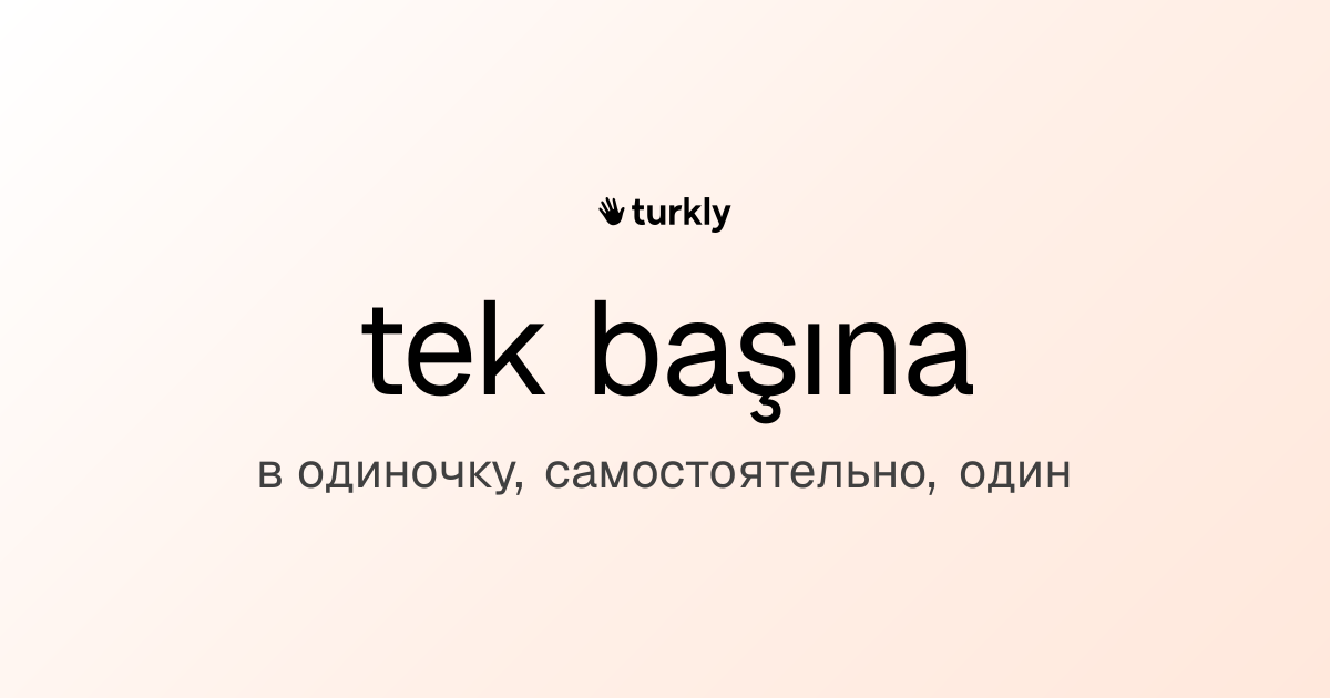 tek başına — в одиночку, самостоятельно, один